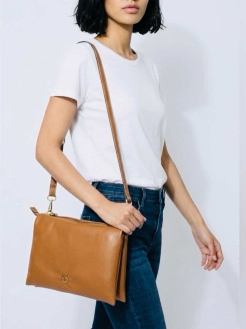 J. Jill Brown Pebbled Leather Crossbody Bag with Removable Strap 10.5” x 7” x 3”